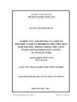 Nghiên cứu ảnh hưởng của một số hỗn hợp vi khuẩn Probiotic đến tiêu hoá, sinh trưởng, phòng chống tiêu chảy ở lợn con giai đoạn sau cai sữa từ 21- 56 ngày tuổi