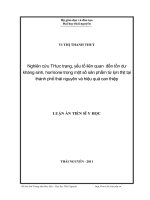 Nghiên cứu thực trạng, yếu tố liên quan đến tồn dư kháng sinh, hormone trong một số sản phẩm từ lợn thịt tại thành phố Thái Nguyên và hiệu quả can thiệp