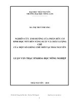 Nghiên cứu ảnh hưởng của phân hữu cơ sinh học NTT đến năng suất và chất lượng Chè của một số giống chè mới tại Thái Nguyên
