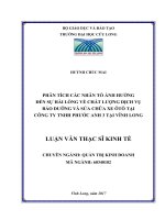 Phân tích các nhân tố ảnh hưởng đến sự hài lòng về chất lượng dịch vụ bảo dưỡng và sửa chữa xe ôtô tại công ty TNHH Phước Anh 3 tại Vĩnh Long (LV thạc sĩ)