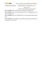 Đề thi học kì 1 môn Lịch sử lớp 8 trường THCS Bãi Thơm, Kiên Giang năm học 2016  2017 