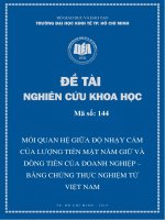 Mối quan hệ giữa độ nhạy cảm của lượng tiền mặt nắm giữ và dòng tiền của doanh nghiệp – bằng chứng thực nghiệm từ việt nam 