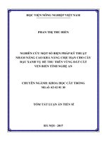 Nghiên cứu một số biện pháp kỹ thuật nhằm nâng cao khả năng chịu hạn cho cây đậu xanh vụ Hè Thu trên vùng đất cát ven biển Nghệ An (tt)