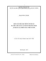 Đơn giản hóa hệ thống đánh giá đa tiêu chuẩn đa cấp bằng phương pháp áp dụng các phép toán trên số mờ (LV thạc sĩ)