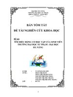 TÌM HIỂU ĐỘNG cơ học tập của SINH VIÊN TRƯỜNG đại học sư PHẠM   đại học  