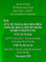HỨNG THÚ THAM GIA HOẠT ĐỘNG PHÒNG CHỐNG HIVAIDS của SINH VIÊN TRƯỜNG đại học sư PHẠM – đại học đà NẴNG 