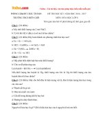 Đề thi học kì 1 môn Hóa học lớp 8 trường THCS Biên Giới, Bến Tre năm học 2016  2017 