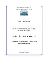 PHÂN TÍCH CHUỖI GIÁ TRỊ CÁ TRA Ở TỈNH AN GIANG (LV THẠC SĨ)