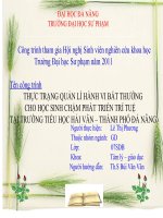 THỰC TRẠNG QUẢN LÍ HÀNH VI bất THƯỜNG CHO HỌC SINH CHẬM PHÁT TRIỂN TRÍ TUỆ TẠI TRƯỜNG TIỂU HỌC HẢI vân – THÀNH PHỐ đà NẴNG  