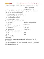 Đề thi học kì 1 môn Lịch sử lớp 8 Phòng GDĐT Vĩnh Tường, Vĩnh Phúc năm học 2016  2017 