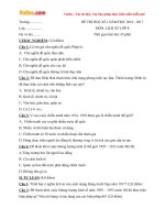 Đề thi học kì 1 môn Lịch sử lớp 8 năm học 2016  2017 