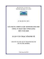 Xây dựng chiến lược kinh doanh cho Công ty Bảo Việt Vĩnh Long đến năm 2020 (LV thạc sĩ)