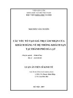 Các yếu tố tạo giá trị cảm nhận của khách hàng về hệ thống khách sạn tại thành phố đà lạt