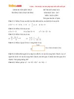 Đề thi giữa học kì 2 môn Toán lớp 8 trường THCS Thụy Hương, Hải Phòng năm học 2016  2017 