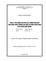Quản lý bồi dưỡng giáo viên các trường mầm non thực hành thuộc trường cao đẳng sư phạm trung ương theo chuẩn nghề nghiệp ( 