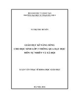 Giáo dục kĩ năng sống cho học sinh lớp 3 thông qua dạy học môn tự nhiên và xã hội