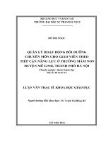 Quản lí hoạt động bồi dưỡng chuyên môn cho giáo viên theo tiếp cận năng lực ở trường mầm non huyện mê linh, thành phố hà nội