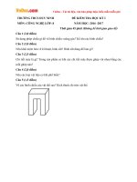 Đề thi học kì 1 môn Công nghệ lớp 8 trường THCS Duy Ninh, Quảng Ninh năm học 2016  2017 