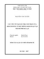 Các yếu tố tạo giá trị cảm nhận của khách hàng về hệ thống khách sạn tại thành phố đà lạt (tt) 