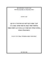 Quản lý đánh giá kết quả học tập của học sinh trung học phổ thông theo tiếp cận năng lực ở huyện vĩnh tường, vĩnh phúc 