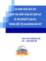 So sánh hiệu quả của laser tạo hình vùng bè chọn  lọc và tafluprost 0,0015% trong điều trị glaucoma góc mở