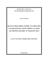 Quản lý hoạt động tự học của sinh viên ngành giáo dục quốc phòng an ninh tại trường đại học sư phạm hà nội 2 