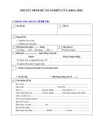 Mẫu thuyết minh đề tài nghiên cứu khoa học