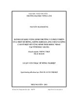 Đánh giá khả năng sinh trưởng và phát triển của một số dòng, giống khoai lang chất lượng cao ở một số vùng sinh thái khác nhau tại tỉnh Bắc Giang