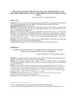 MỐI LIÊN QUAN GIỮA BỆNH VÕNG mạc đái THÁO ĐƯỜNG và sự HIỆN DIỆN BỆNH ĐỘNG MẠCH VÀNH ở BỆNH NHÂN đái THÁO ĐƯỜNG