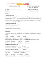 Đề thi kì 2 môn Tiếng anh lớp 8 THCS Yên Mỹ năm 2015  2016