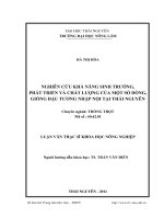 Nghiên cứu khả năng sinh trưởng, phát triển và chất lượng của một số dòng, giống đậu tương nhập nội tại Thái Nguyên