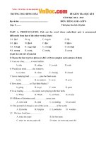 Đề thi kì 2 môn Tiếng anh lớp 8 trường THCS Bình Châu năm 2014  2015