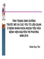 Tình trạng dinh dưỡng trước mổ và các yếu tố liên quan ở bệnh nhân khoa ngoại tiêu hóa bệnh viện nguyễn tri phương năm 2016