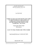 Nghiên cứu khả năng sinh trưởng, phát triển của một số giống lúa chất lượng cao và hiệu quả sử dụng chế phẩm NEB-26 kết hợp với đạm trên giống lúa ĐS1 tại Hiệp Hòa - Bắc Giang