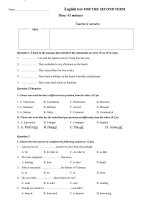 Đề thi kì 2 môn Tiếng anh lớp 8 trường THCS Thanh Nhàn năm 2014 