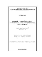 Giải pháp tăng cường quản lý ngân sách nhà nước ở Huyện Hiệp Hòa tỉnh Bắc Giang
