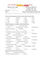 Đề thi kì 2 môn Tiếng anh lớp 8 trường THCS Củ Khê, Hà Nội năm 2015  2016