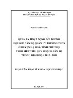 Quản lý hoạt động bồi dưỡng đội ngũ cán bộ quản lý trường THCS ở huyện hạ hòa, tỉnh phú thọ theo mục tiêu quy hoạch cán bộ trong giai đoạn 2015   2020 