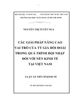 Các giải pháp nâng cao vai trò của tỷ giá hối đoái trong quá trình hội nhập đối với nền kinh tế tại Việt Nam