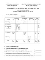 Đề thi kì 2 môn Tiếng anh lớp 8 trường THCS Biên Giới Tây Ninh năm 2015 