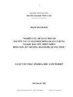 Nghiên cứu, đề xuất một số nguyên tắc và giải pháp đồng quản lí rừng tại Khu bảo tồn thiên nhiên Đồng Sơn- Kỳ Thượng, Hoành Bồ, Quảng Ninh