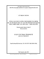 Nâng cao chất lượng thẩm định tài chính dự án tín dụng đầu tư tại Chi nhánh Ngân hàng Phát triển khu vực Bắc Kạn - Thái Nguyên
