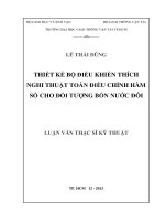Thiết kế bộ điều khiển thích nghi thuật toán điều chỉnh hàm số cho đối tượng bồn nước đôi 