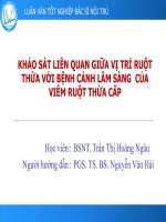 Khảo sát liên quan giữ vị trí ruột thừa với bệnh cảnh lâm sàng của viêm ruột thừa