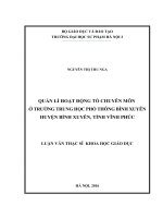 Quản lí hoạt động tổ chuyên môn ở trường trung học phổ thông bình xuyên, huyện bình xuyên, tỉnh vĩnh phúc 