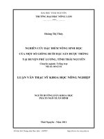 Nghiên cứu đặc điểm nông sinh học của một số giống bưởi đặc sản được trồng tại huyện Phú Lương, tỉnh Thái Nguyên