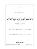 Ảnh hưởng của truyền thống gia đình đến định hướng nghề của học sinh lớp 12 thành phố Thái Nguyên