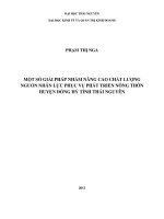 Một số giải pháp nhằm nâng cao chất lượng nguồn nhân lực phục vụ phát triển nông thôn huyện Đồng Hỷ tỉnh Thái Nguyên