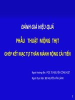 Đánh giá hiệu quả phẫu thuật mộng thịt ghép kết mạc tự thân mảnh rộng cải tiến