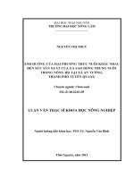 Ảnh hưởng của hai phương thức nuôi khác nhau đến sức sản xuất của gà sao dòng trung nuôi trong nông hộ tại xã An Tường, thành phố Tuyên Quang